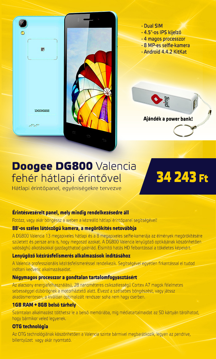 Doogee DG800 Valencia mobiltelefon
