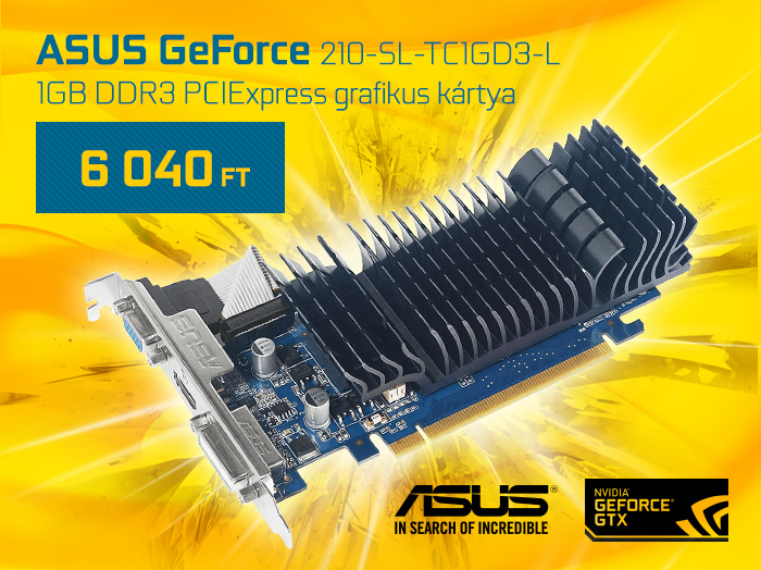 ASUS GeForce 210-SL-TC1GD3-L 1GB DDR3 PCIExpress grafikus kártya