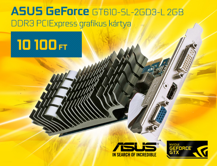 ASUS GeForce GT610-SL-2GD3-L 2GB DDR3 PCIExpress grafikus kártya